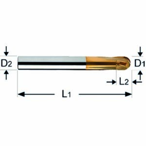 Kugelfräser HRc D1=2, L1=57, Typ 1312, D2=6, L2=2, Z=2