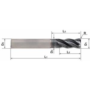 7511R HPC Fräser 35/38°, D1=3, D2=6, L1=62, R=0.2, Z=4 (WE)