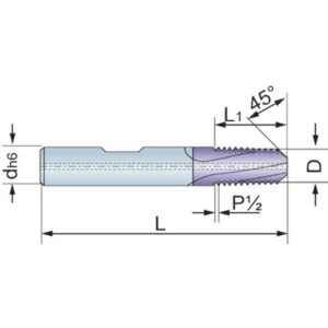 HM Gewindefräser NPT1/2 14G/Zoll , L1=110, L2=22.8, Z5 IK, m. Fase (171611)